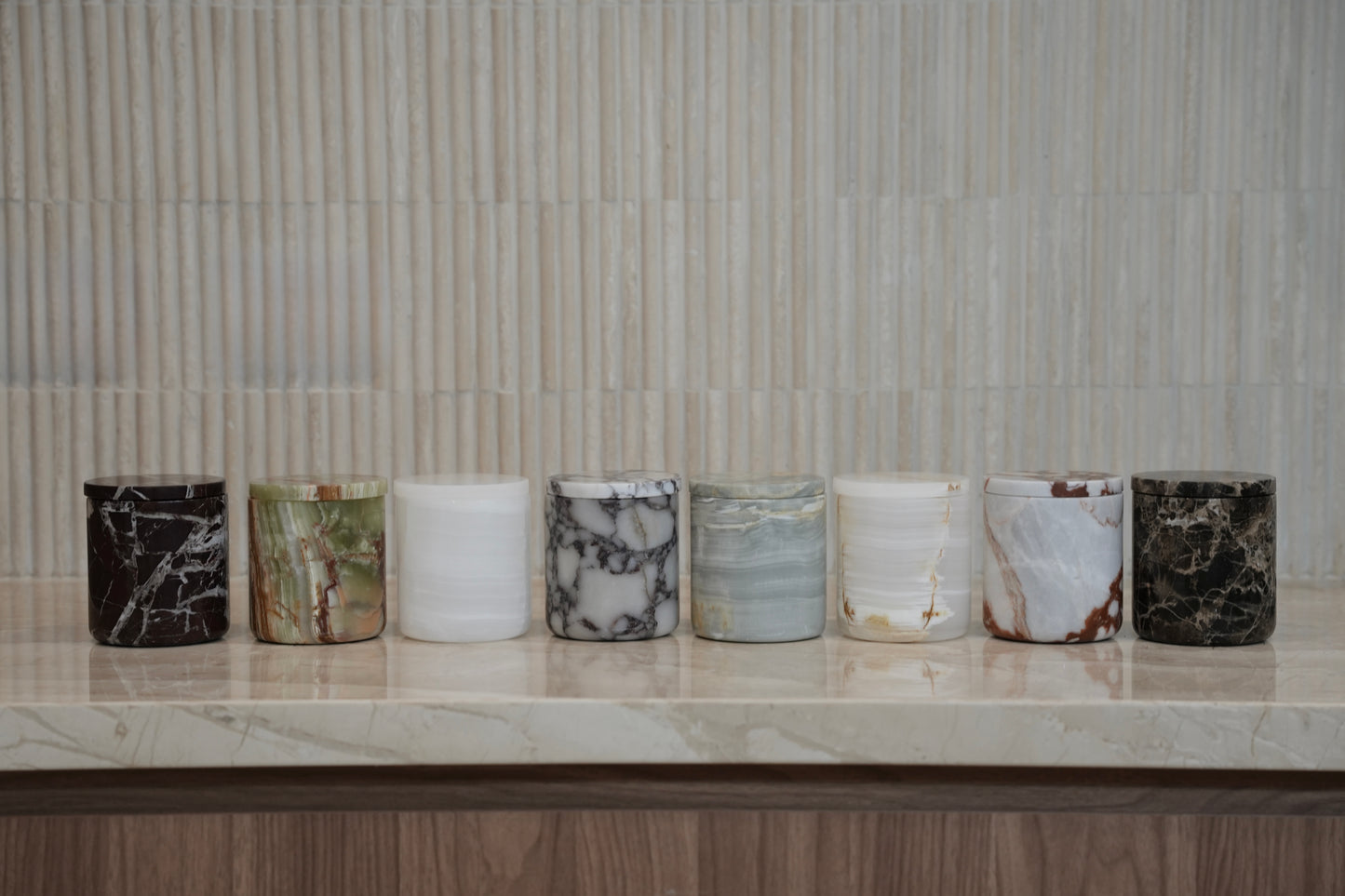 White Onyx Stone Candle Jar