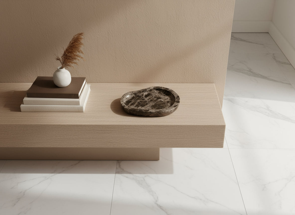 Chocolate Brown Asymmetrical Marble Tray