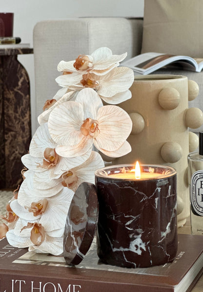 Deep Red Marble Candle Jar + Infill