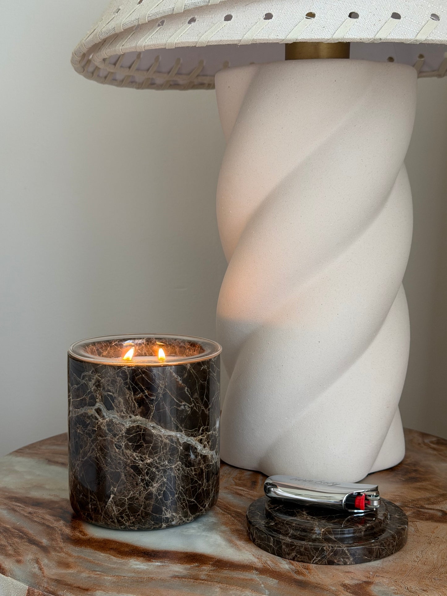 Emperador Brown Marble Candle Jar