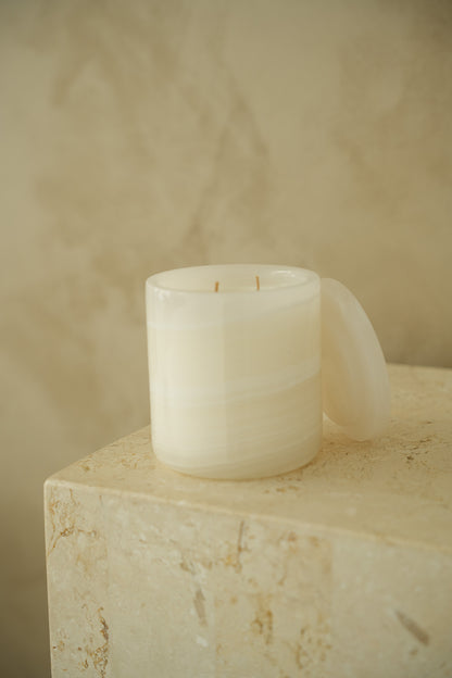 White Onyx Stone Candle (None Re-Fillable)