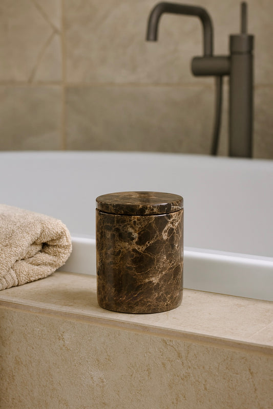 Brown Marble Stone Candle Jar (None Re-Fillable