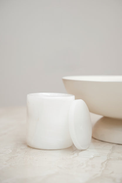 White Onyx Stone Candle Jar