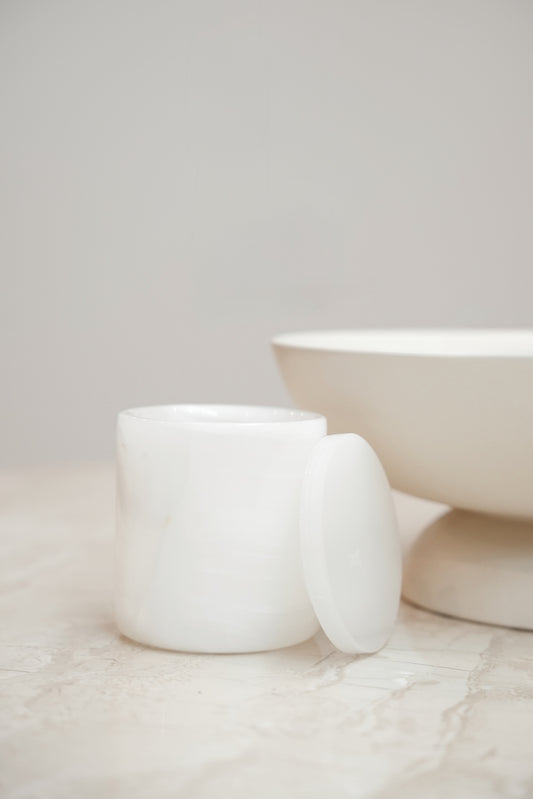 White Onyx Stone Candle Jar