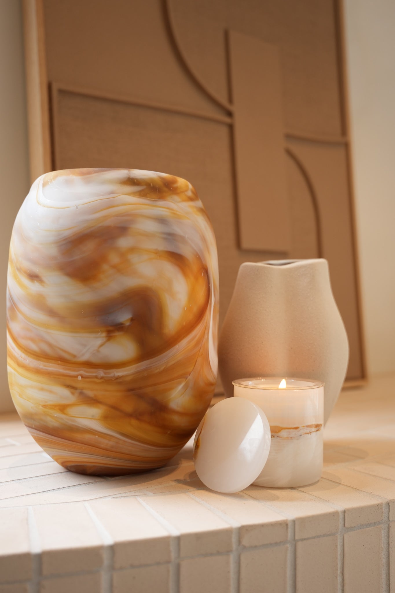 Natural Onyx Stone Candle Jar + Infill