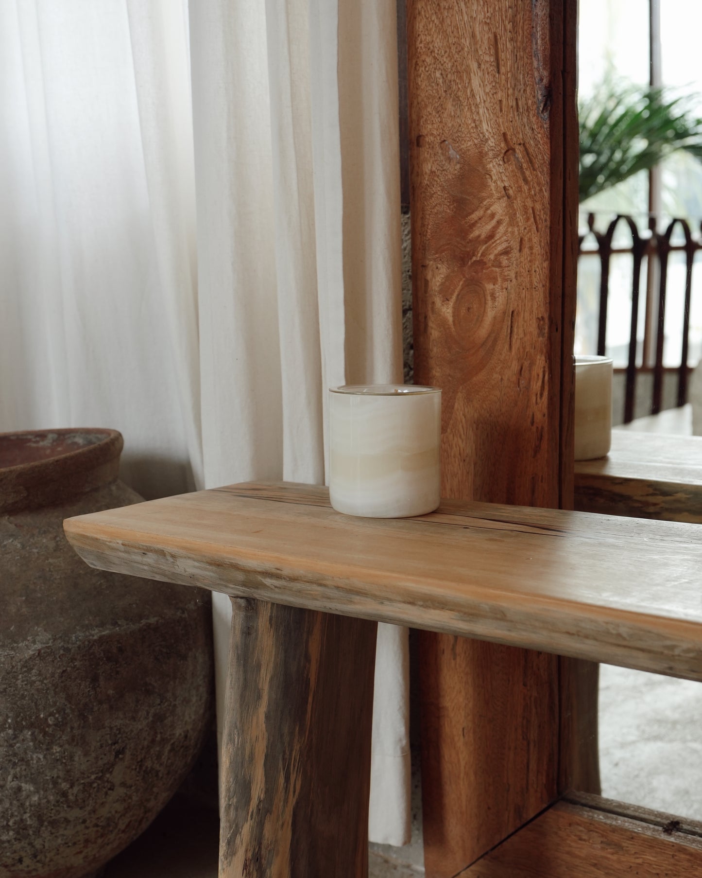 White Onyx Stone Candle Jar (None Re-Fillable)