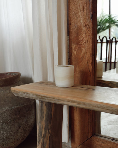White Onyx Stone Candle Jar (None Re-Fillable)