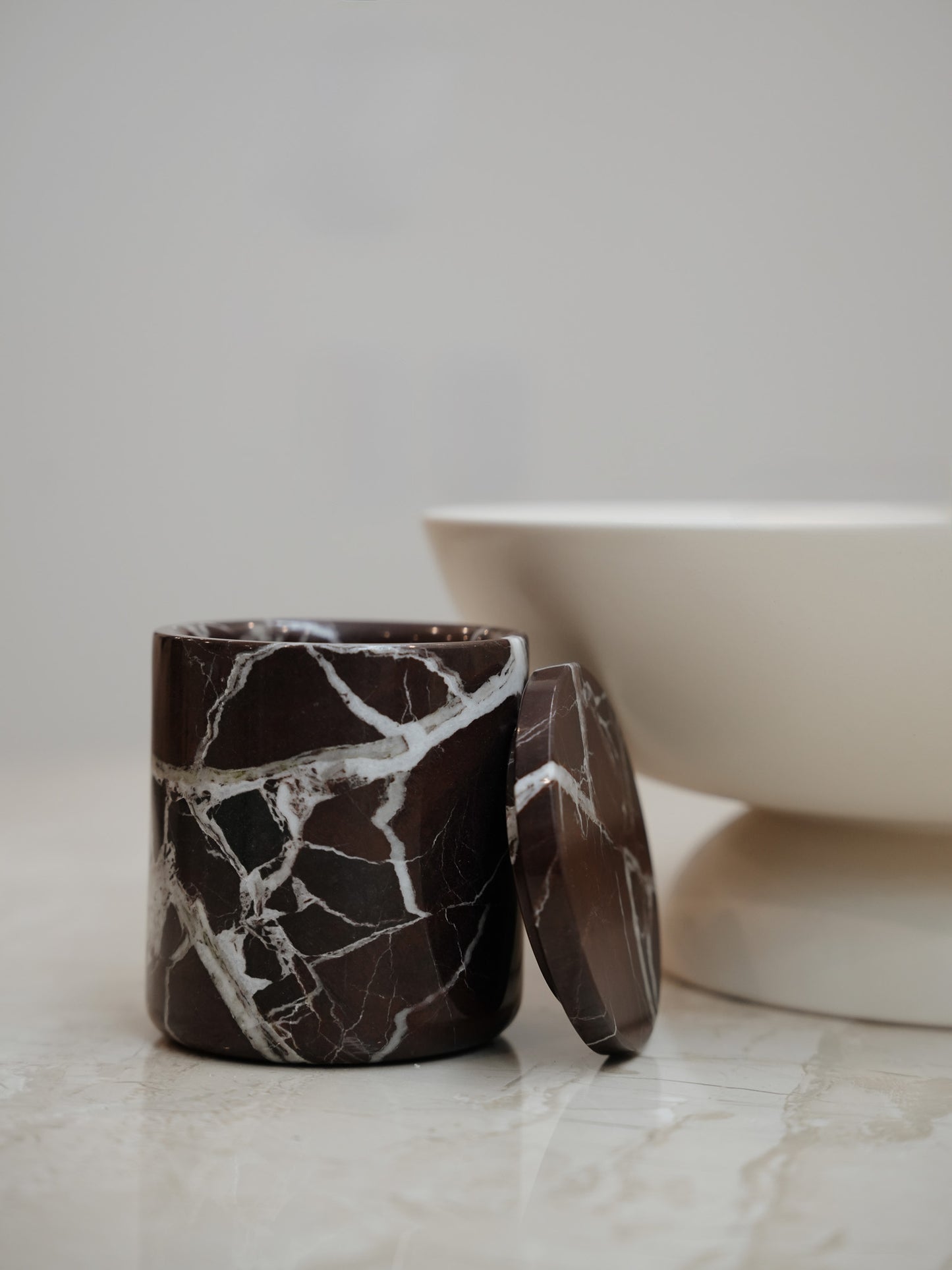 Rosso Levanto Marble Candle Jar