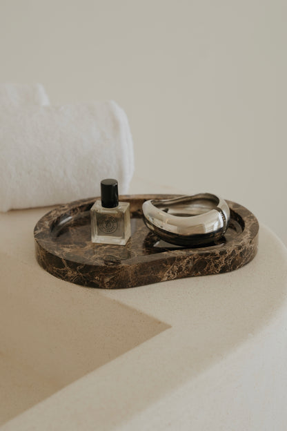 Chocolate Brown Asymmetrical Marble Tray