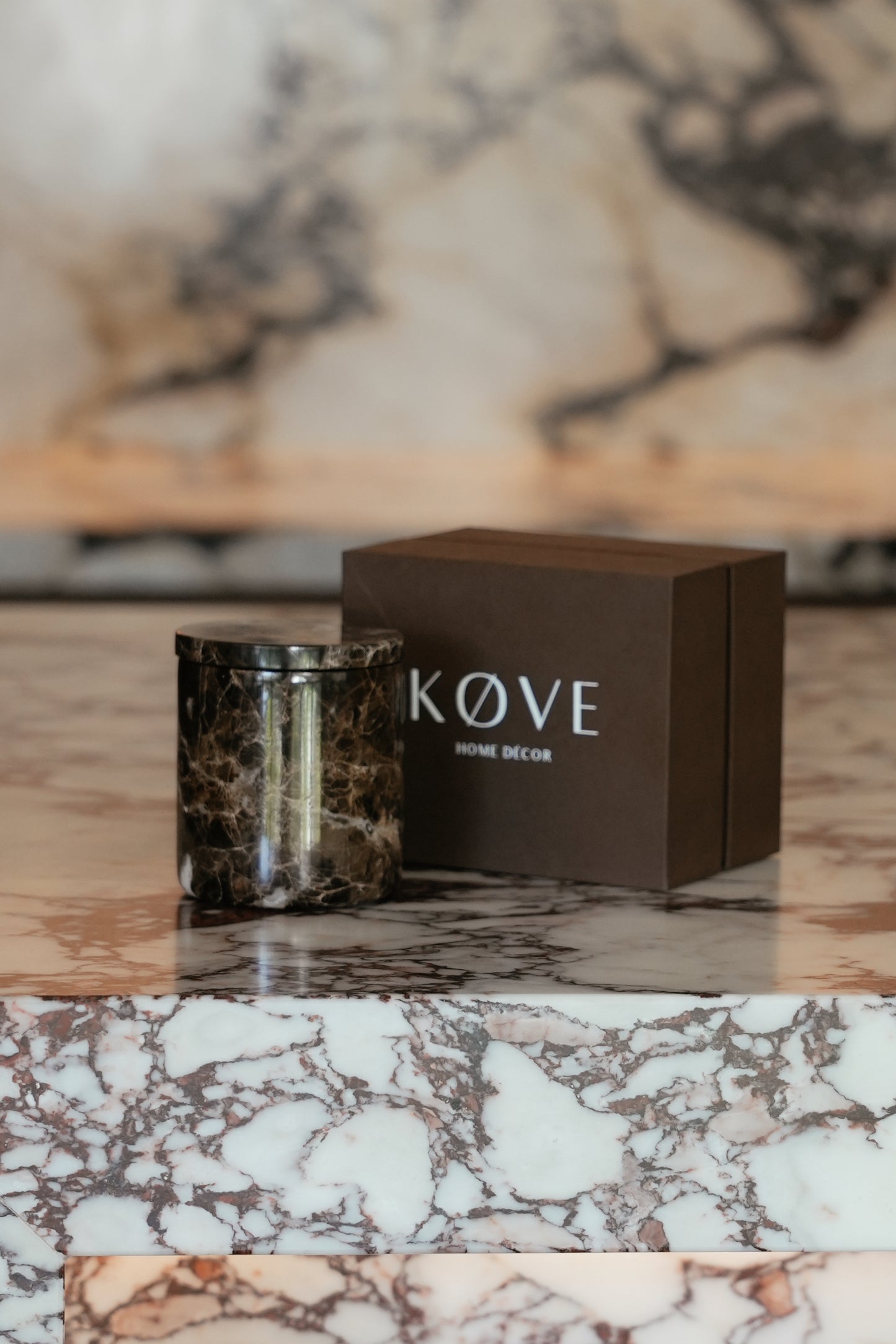 Chocolate Brown Marble Candle Jar + INFILL