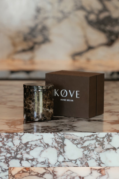 Chocolate Brown Marble Candle Jar + INFILL