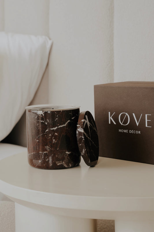 Deep Red Marble Candle Jar + Infill