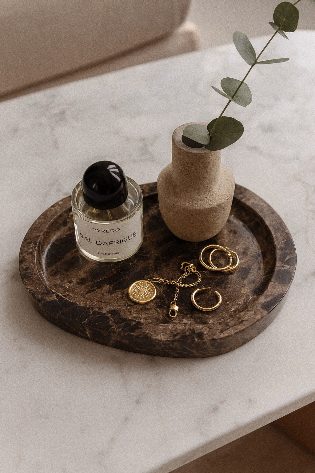 Chocolate Brown Asymmetrical Marble Tray