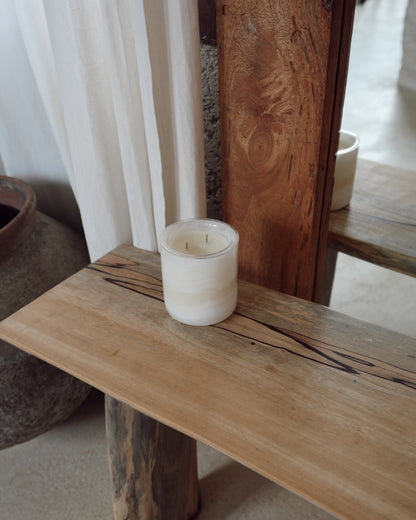 White Onyx Stone Candle Jar (None Re-Fillable)