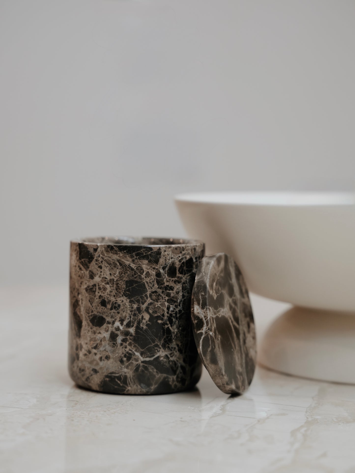 Emperador Brown Marble Candle Jar