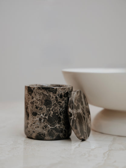 Emperador Brown Marble Candle Jar