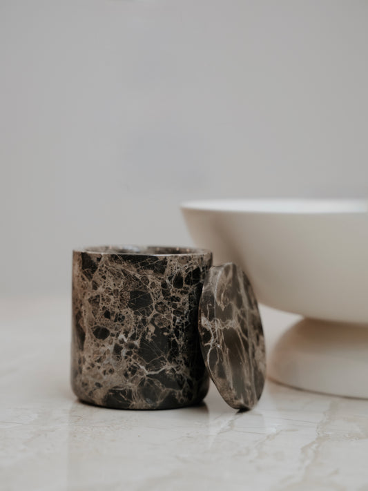 Emperador Brown Marble Candle Jar