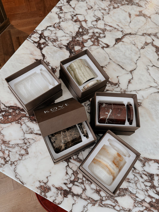 Deep Red Marble Candle Jar + Infill