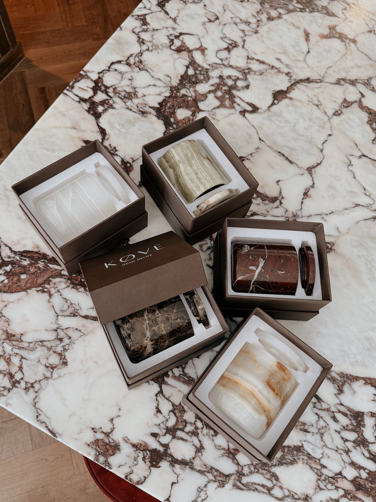 White Onyx Stone Candle Jar (None Re-Fillable)