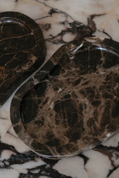 Chocolate Brown Asymmetrical Marble Tray