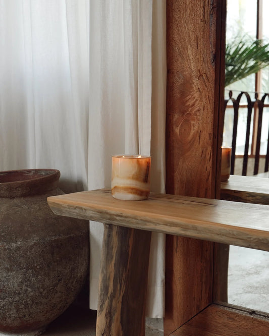 Beige Onyx Stone Candle Jar + Infill