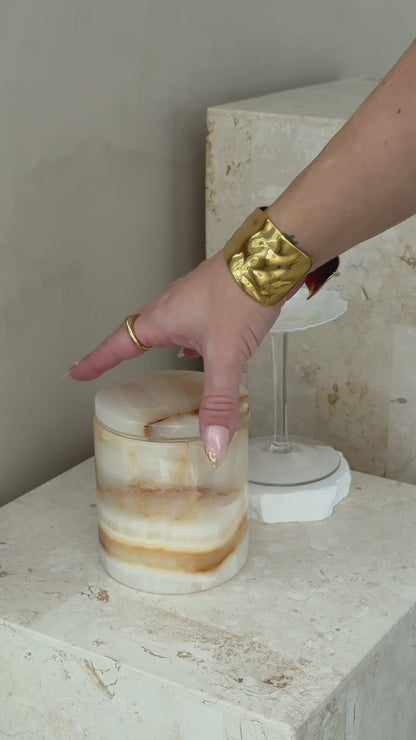 Beige Onyx Stone Candle Jar + Infill